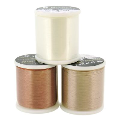 3 Pack - Miyuki Beading Thread Size #B, 50M/Spool Eggshell, Blush and Nutmeg