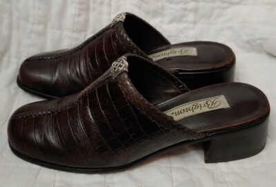 Mules Brighton En Cuir Crocodile Imprimé Coeurs - Taille 8 Femme, Largeur M, Talon Bloc, Occasion