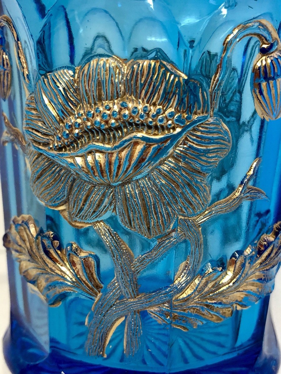 シーシャボトル ブルー 金彩 インテリア Victorian Antique 1905