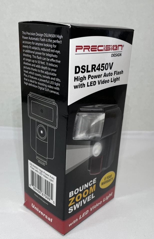 Precision Design DSLR450V High Power Auto Flash with LED Video Light Brand new - Image 2 of 4
