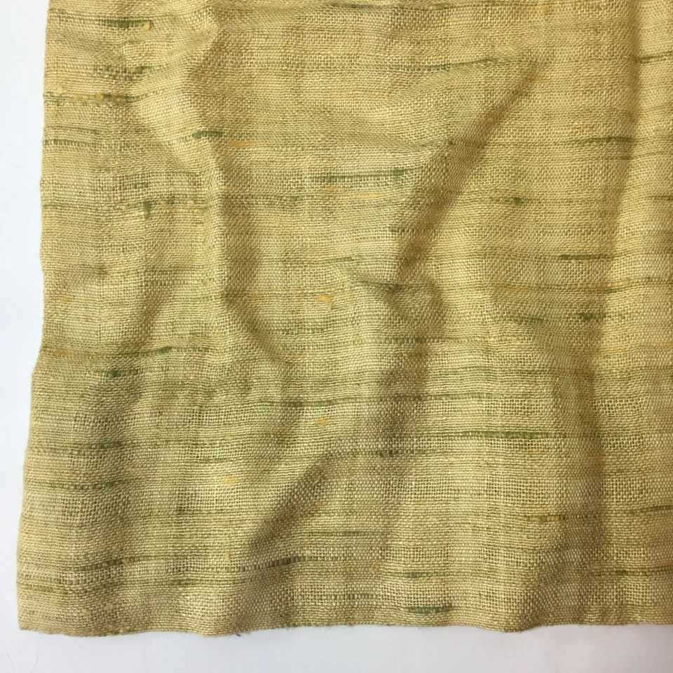 Vintage 1950s Drapes Curtains Weighted Corners Woven Lined Yellow Green 46"x44" - Image 3 of 4