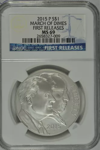 2015 P March of Dimes Uncirculated Silver Dollar NGC MS69 First Releases