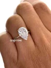 Classic 5CT Pear Cut Moissanite Solitaire Simple Engagement Ring 925 Silver