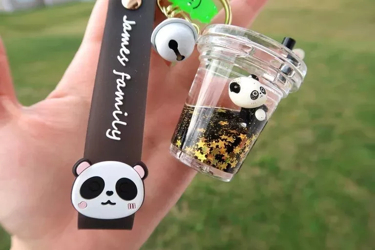 Cheers.US Panda Keychain Soft Glue Mini Cute Kawaii Key