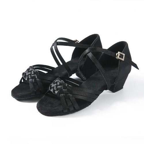 Kids Dance Shoes Girls Sandals Ballroom Tango Salsa Latin Dance Low Heel Shoes - 第 2/27 張圖片