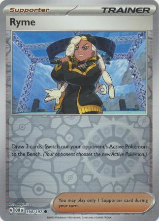 RYME 194/197 OBSIDIAN FLAMES POKEMON (REVERSE HOLO, NM)