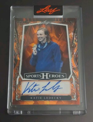 2025 Leaf Metal Sports Heroes #BA-KL1 Katie Ledecky Orange Crystal AUTO #d 4/6
