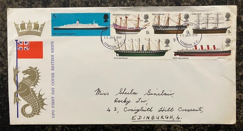 United Kingdom 1969 - British Ships GPO FDC with stamp set London E.C.