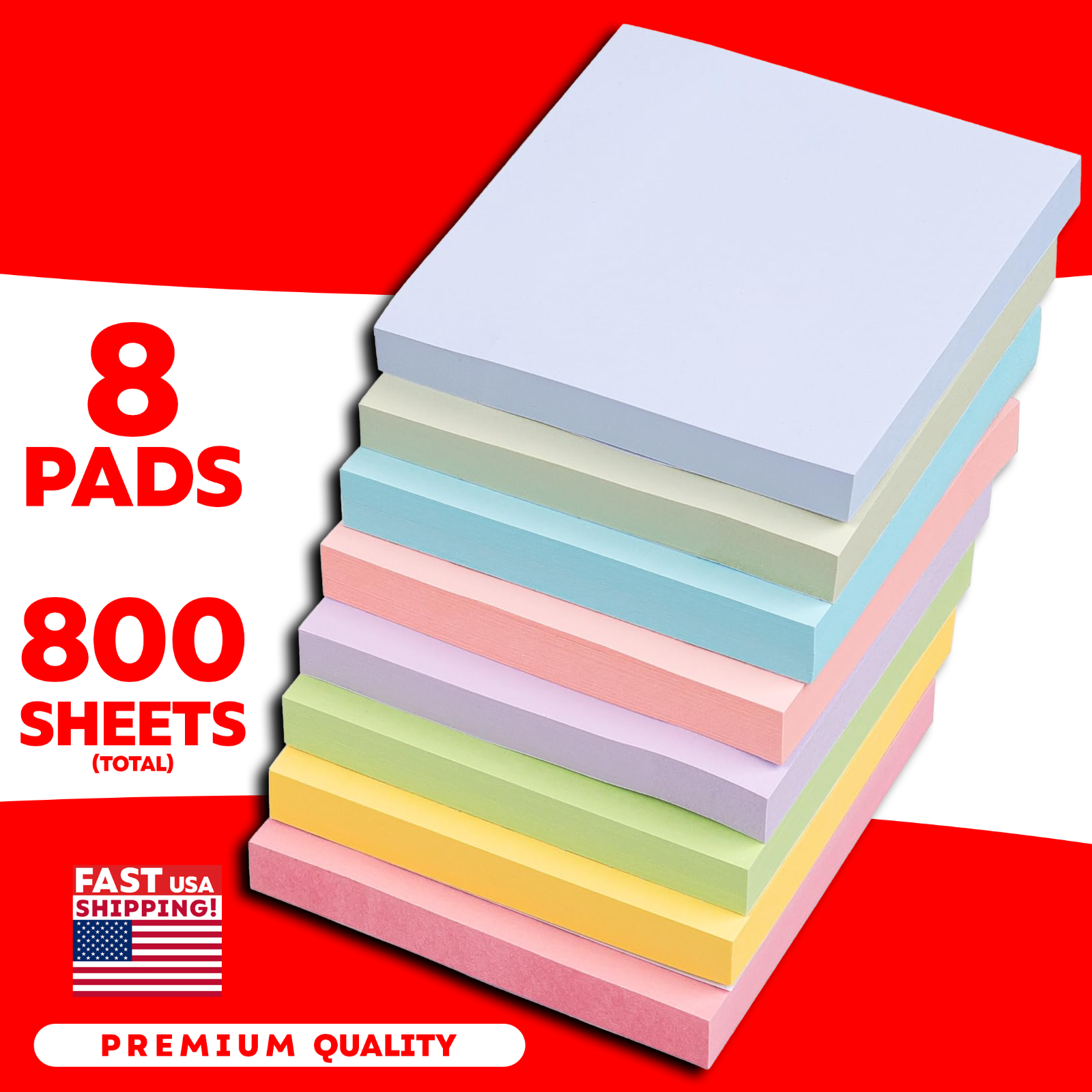 Super Sticky Notes, 3x3 in, 8 Pads, 2X The Sticking Power -800 Sheets-image