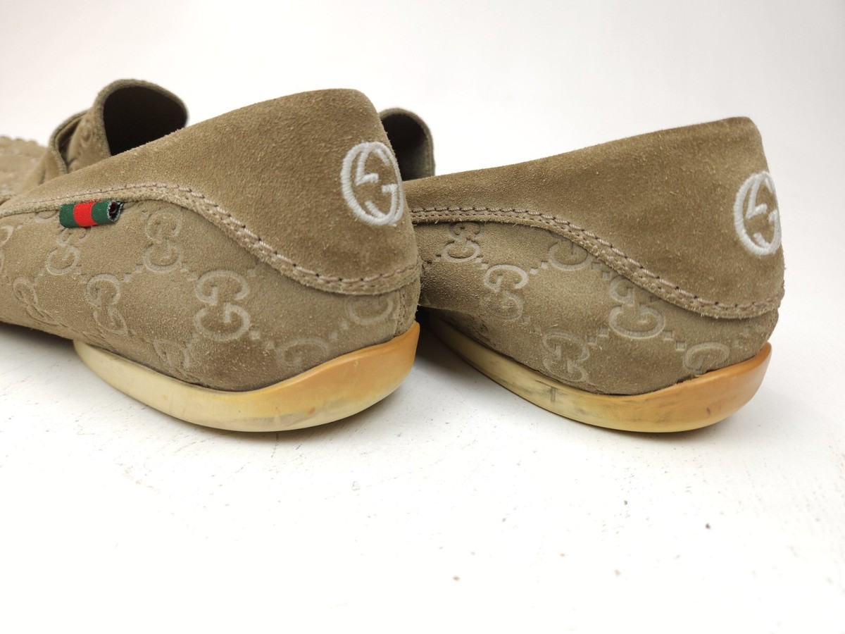 Gucci Guccissima Suede Embossed GG Beige Driving Loafers Size 8.5 US 9-9.5 Gucci Men main image 4