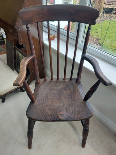 Antique Windsor spindle back armchair, Country House fire side carver chair - Picture 2 of 9