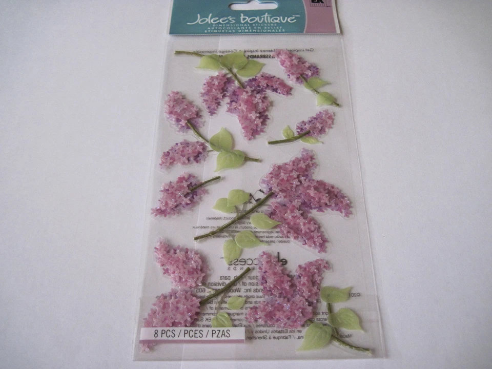 Scrapbooking Crafts Jolee's Stickers Lilacs Purple Flowers Blooms Dimensional