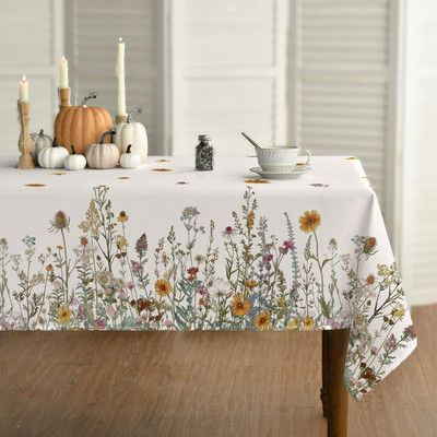 Horaldaily Fall Tablecloth 60×84 Inch Rectangular, Spring Autumn Harvest Flowers