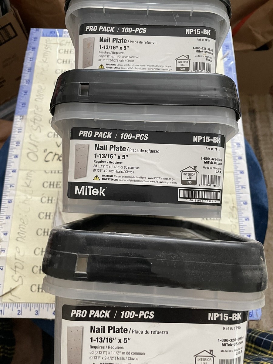 3X Mitek 100-Pcs Pro Pack 1-13/16” x 5” Nail Plates NP15-BK NEW