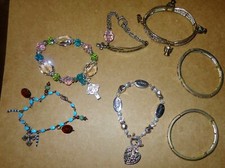 MIXED LOT OF 7 RELIGIOUS CHRISTIAN BRACELETS GLASS BEADS METAL STRETCH ANGELS