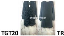 Women's Long Sleeve Ruched Front Bodycon Dress - A New Day, Black, Size Large