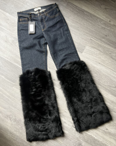 Fendi Women’s Jeans US Size 4 Boot Cut Real Lamb Fur NWT! $3750 MSRP - Picture 1 of 5