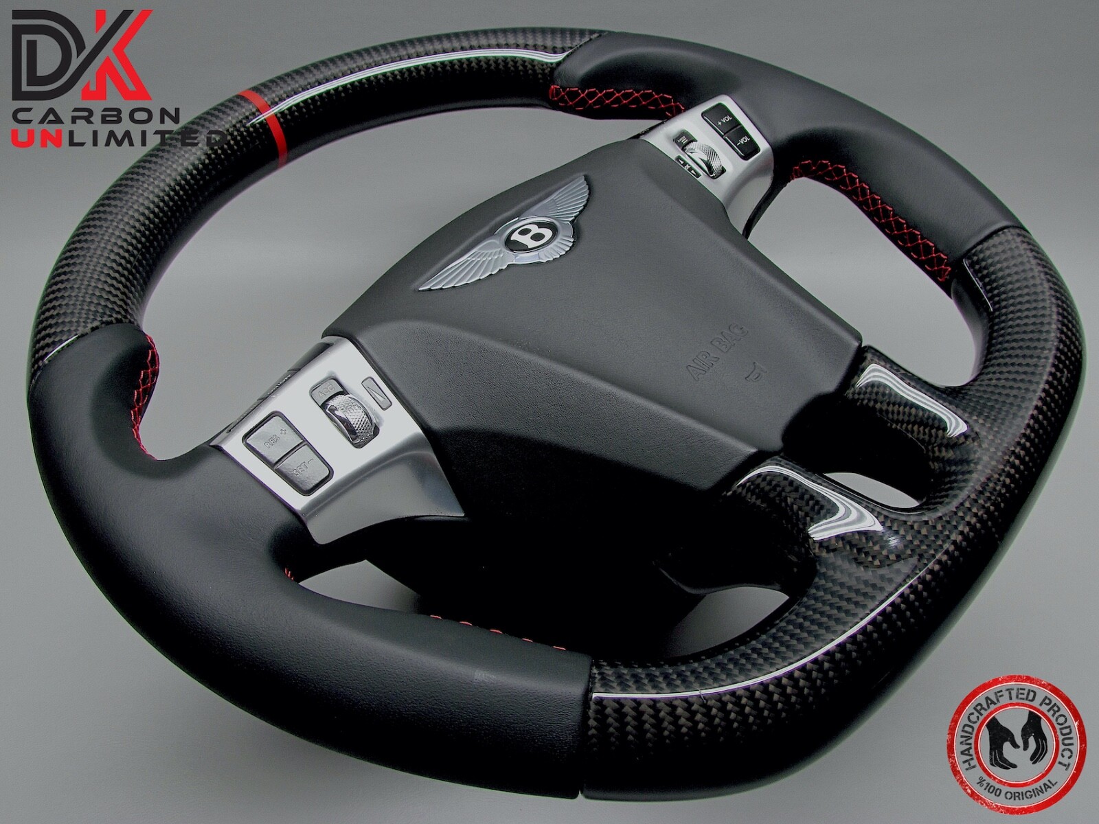 Bentley Continental GT 2011 Flying Spur Red Ring Napa Carbon Steering Wheel v1