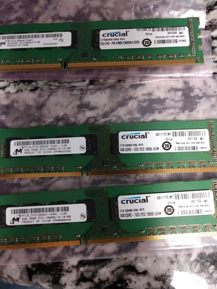 Lot Crucial 4GB Smart 2GB PC2-5300P DDR2-667 ECC Server RAM Memory Untested  - Image 3 of 4
