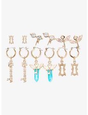 Harry Potter 6 Pairs Earrings Set w/Studs and Hoops Harry's Glasses Winged Keys