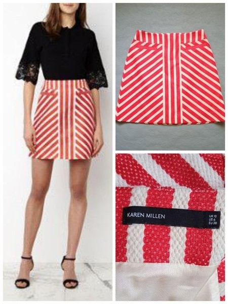 Women Karen Millen Skirt Red Cotton S