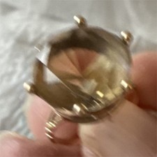 14k Yellow Gold Quartz Round Ring Size 7 Yellow Stone Cocktail Prong
