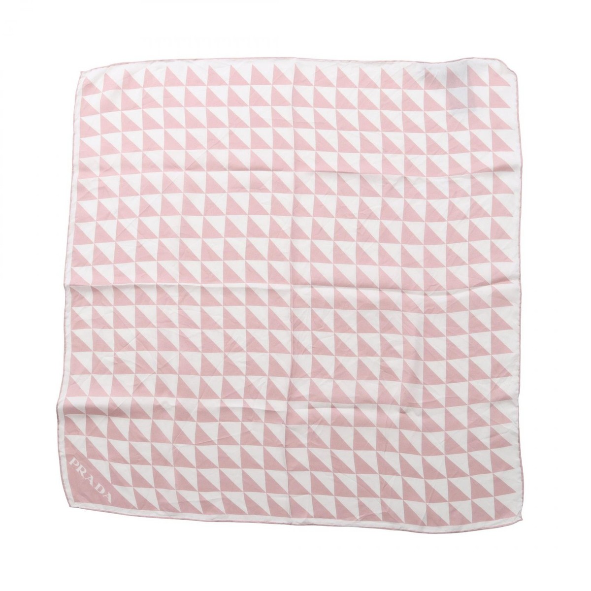 PRADA Scarf Stole Wrap Foulard 1FF004 silk Pink White Used Women