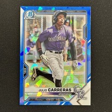 2021 Bowman Draft Chrome Julio Carreras Sapphire #BDC-30 Rockies