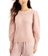 I.N.C Womens Volume-Sleeve Pullover Sweater