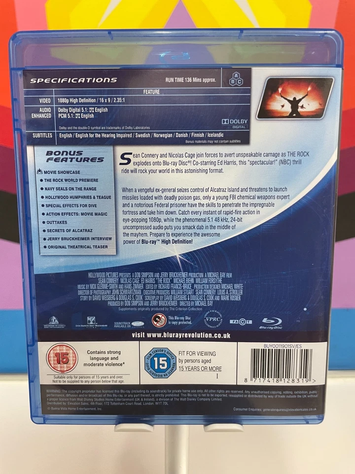 THE ROCK (1996) Sean Connery Nicolas Cage Blu-Ray Region Free Import Foto 2 de 2