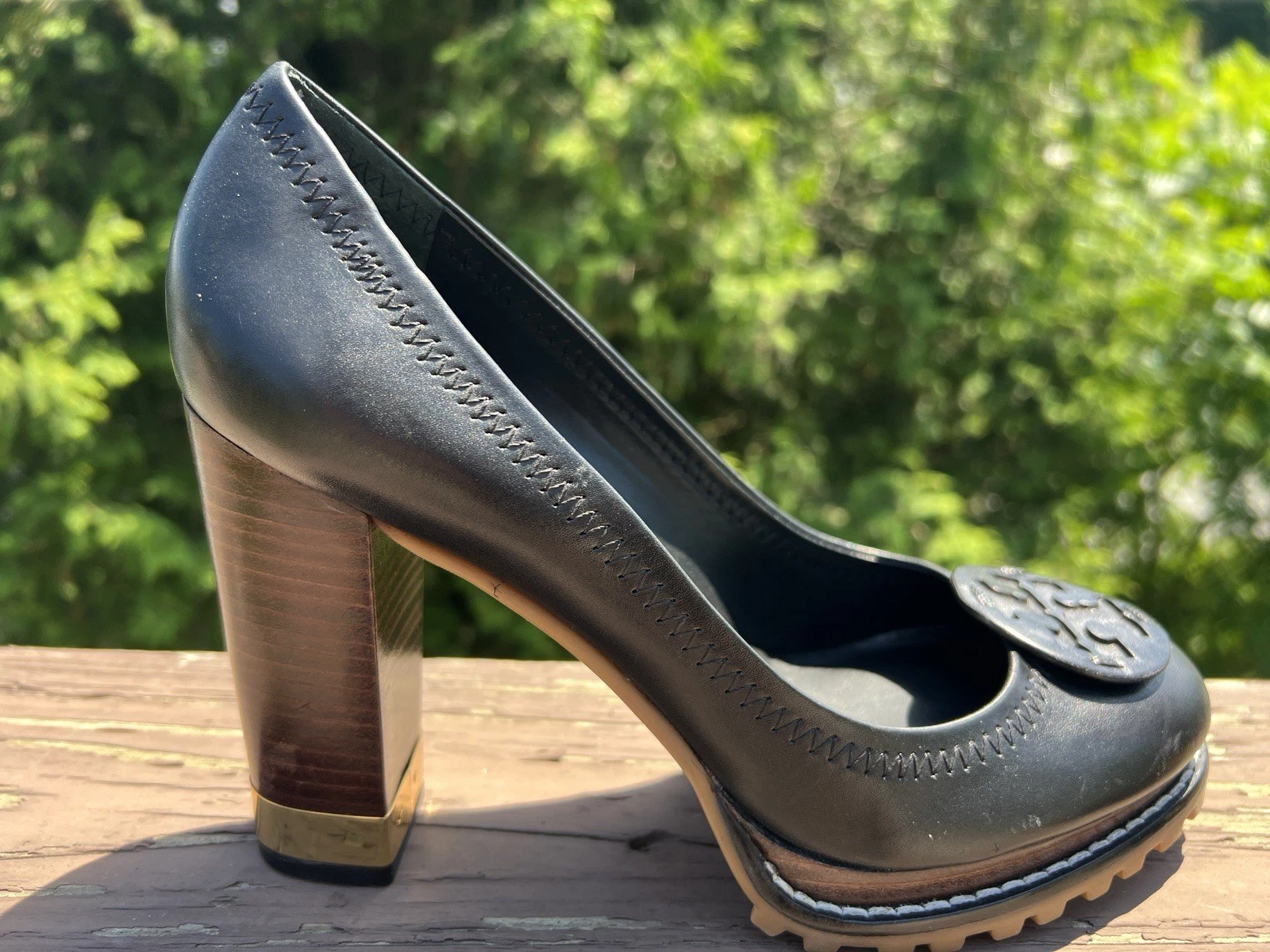 Tory Burch LEANNE décolleté suola a strappo nere vernice tacco 4" Y2K Preppy taglia 8 5