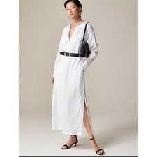 J Crew Cabana Linen Maxi Dress S White NWT Midi CI918 J.Crew Resort Travel Beach