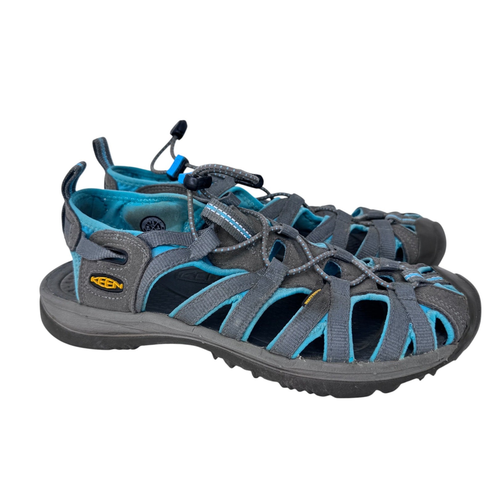 Sandali da trekking Keen donna US 7 5 grigio blu elastico cinch suola gomma impermeabile