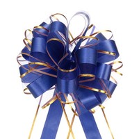 "5Stk 8\" GroßE Ziehschleife Mit Goldrand, Geschenkverpackung Schleife, Dunkelblau"