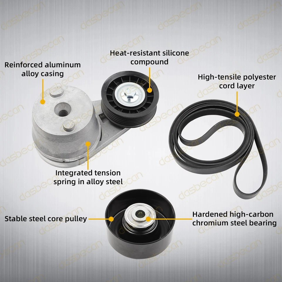 Serpentine Belt Drive Component Kit For Chevy Chevrolet Silverado 2500 HD Foto 3 de 4