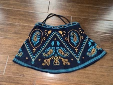 Free People Flirt Alert Tube Top Tank Embroidered Size Small Navy