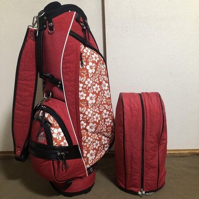 Kangol Hibiscus Red Cart Bag Golf Carry Caddy Bag Rare Japan Used