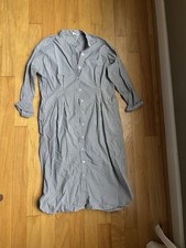 Gap The Big Shirt Dress Size Small Blue Stripe Tie Waist Button Front #795341