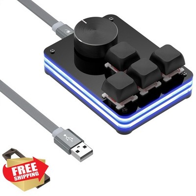 GEEKRIA USB Mini 4-Key Knob Keyboard, One-Handed Gaming