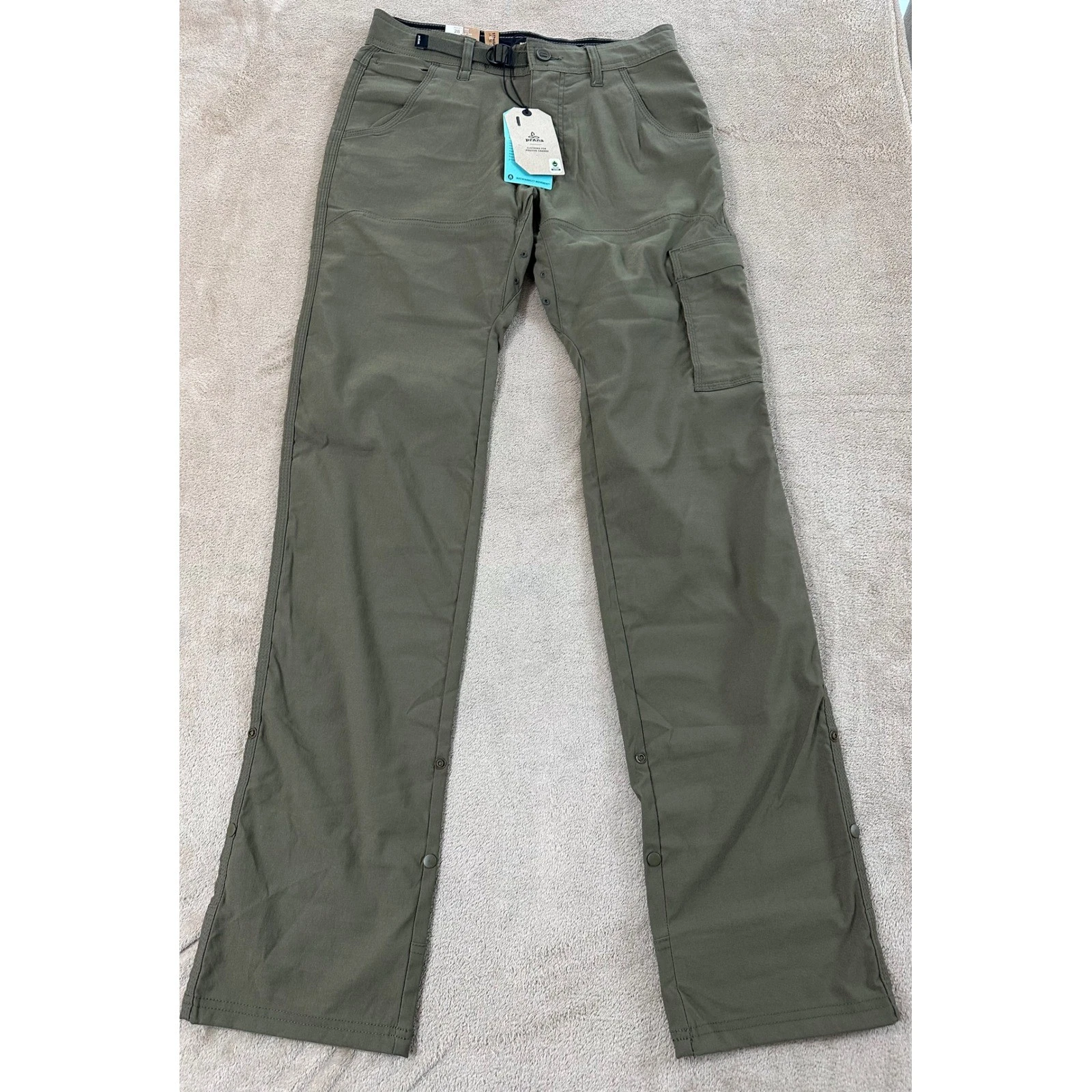 PrAna Stretch Zion Cargo Pants Men's Size 28x36 State Green Hiking NEW $95