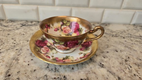 Royal Chelsea GOLDEN ROSE English Bone China Sammler Teetasse, Untertasse Set Neuwertig