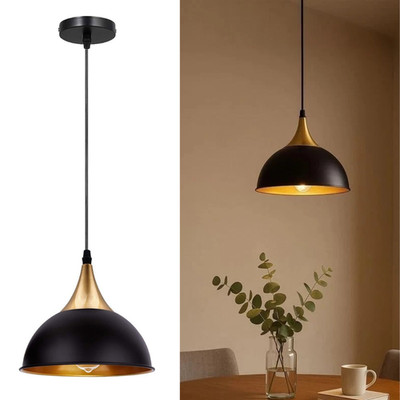 Industrial Decken Pendelleuchte Metall Kuppel Schirm schwarz Hänge Retro Lampe E27