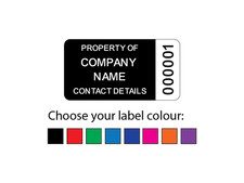 Numbered Personalised Asset ID Tag Labels Laminated - 38x20mm