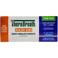 2 Pack TheraBreath Healthy Gums Toothpaste Anticavity Gingivitis Clean Mint, 4oz