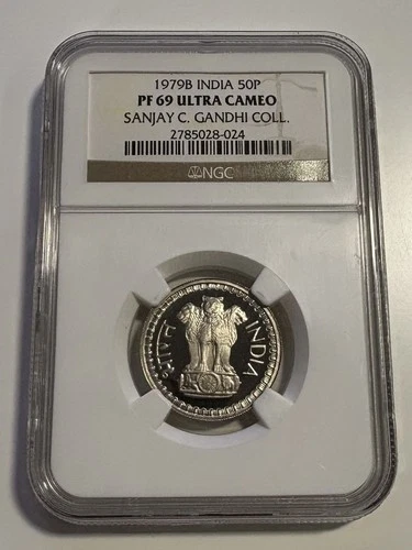 INDIA 50 Paise 1979, Gem Proof, NGC PF 69 Ultra Cameo - TOP POP
