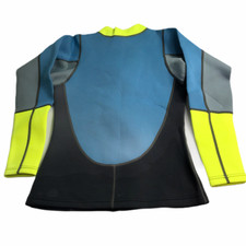 Scuba Jacket Neoprene Full Zipper Front Mock Neck Collar Neoprene Gray Yellow 10