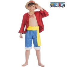 One Piece Kostüm Ruffy Strohhut Monkey D. Ruffy für Kinder Gr. 128-152 Anime