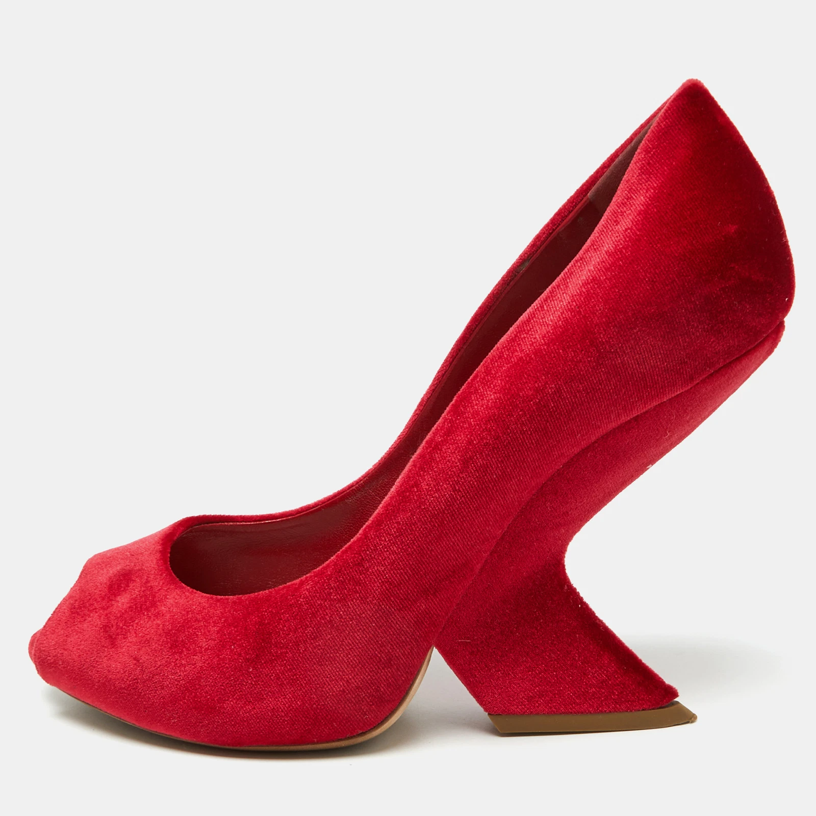 Escarpins Dior Red Velvet Peep Toe taille 39