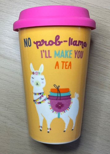CERAMIC LLAMA TRAVEL MUG WITH SILICONE LID - EXCELLENT CONDITION - HARDLY USED - 第 1/4 張圖片