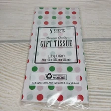 New! Grinch Polka-dot Gift Tissue Paper 5 Sheets 20x20" Christmas Presents Fun